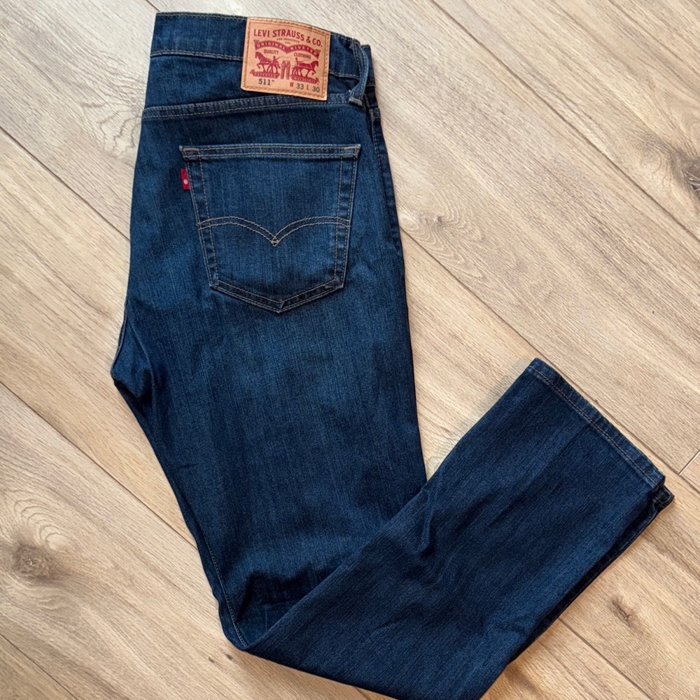 LEVI STRAUSS & CO Dark Blue Wash Denim Straight Leg Jeans